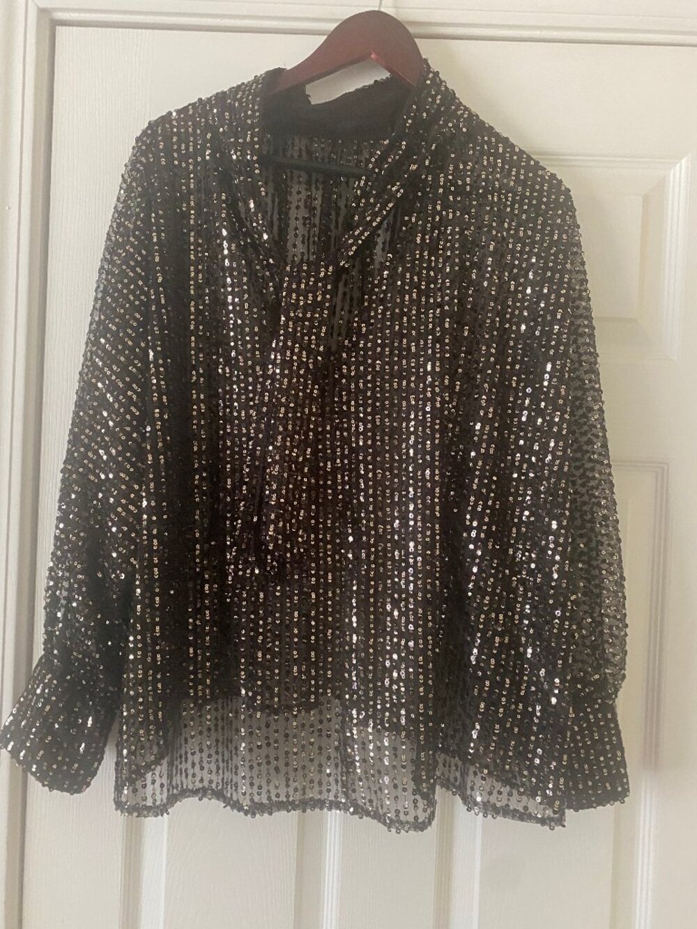 ZARA SEQUIN BLOUSE PRE-OWNED SIZE XL MADE IN MOROCCO